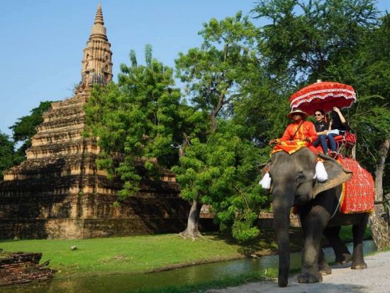 【貸切】アユタヤ遺跡＋象乗り半日観光ツアー　3大遺跡巡り＜選べる午前・午後／日本語ガイド／往復送迎＞