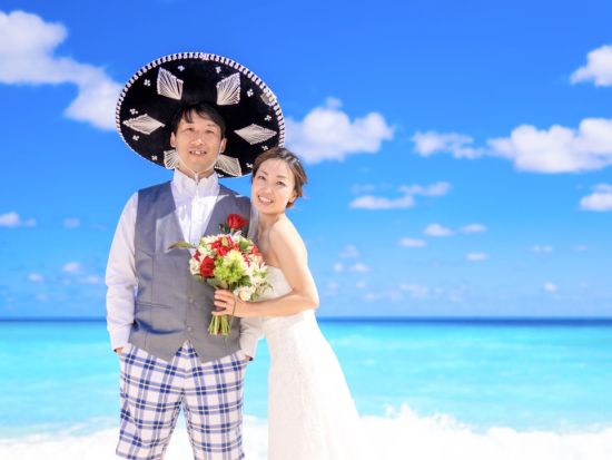 【ハネムーン／カップル】カジュアルフォトセッション カリブ海を背景にプロによる写真撮影 ＜日本語サポート／送迎付きプラン・ウェディングドレスレンタルプランあり＞