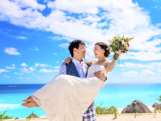 【ハネムーン／カップル】カジュアルフォトセッション カリブ海を背景にプロによる写真撮影 ＜日本語サポート／送迎付きプラン・ウェディングドレスレンタルプランあり＞