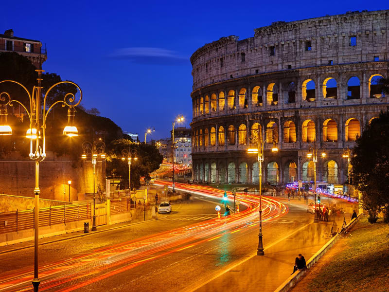 Italy_Rome_ Colosseum_Night_Street_shutterstock_270779954