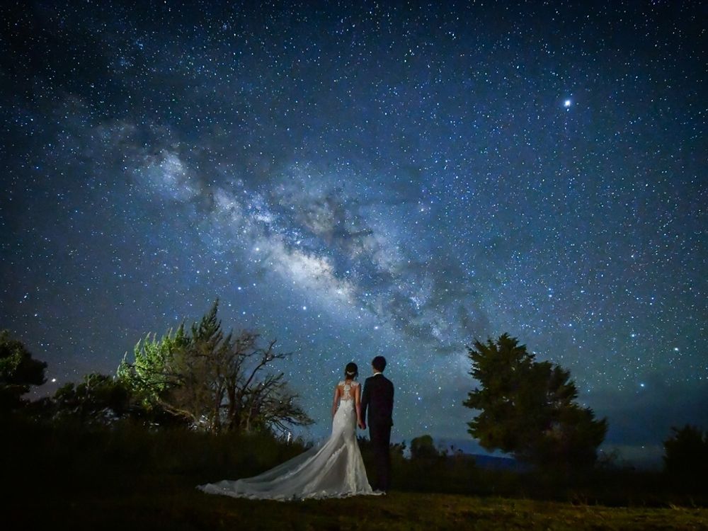 ハワイ 1日完結挙式（ビーチウェディング）星空フォト付き 満点の星空 