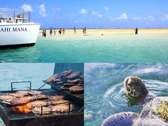 サンドバー天使の海　シュノーケリング＆ウミガメウォッチクルーズ　船上のBBQグリルで焼くハンバーガーランチ付き！＜午前／日本語クルー＞