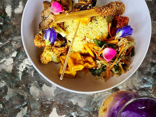 Nasi campur+Butterfly pea