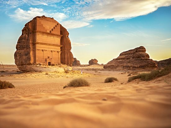 Saudi Arabia_Medina_Hegra_Tomb of Lihyan_GettyImages-1401473286