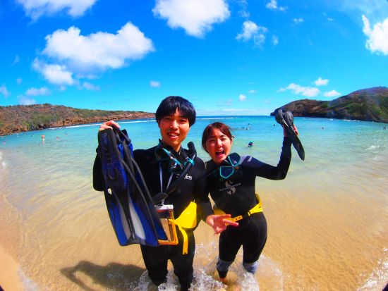 ハナウマ湾シュノーケリング　1日5名限定！予約不要でらくらく入場　水中撮影付き&データ無料プレゼント！＜午前・午後／日本人インストラクター同行＞