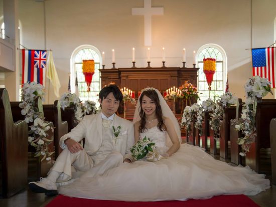 ハワイ　ビーチ＆チャペルフォト　アラモアナビーチ＋カワイアハオ教会（撮影・衣装・メイク）