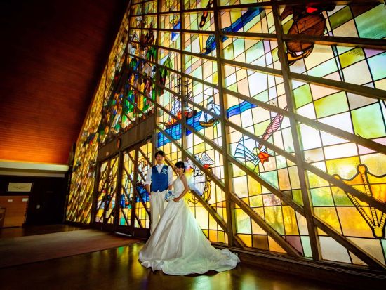 ハワイ　ビーチ＆チャペルフォト　アラモアナビーチ＋モアナルア教会（撮影・衣装・メイク）