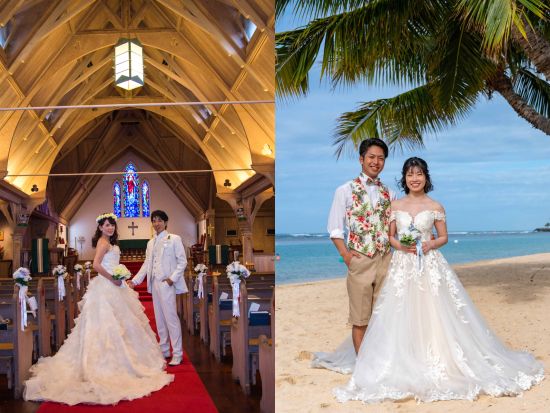 ハワイ　ビーチ＆チャペルフォト　アラモアナビーチ＋セントクレメンツ教会（撮影・衣装・メイク）