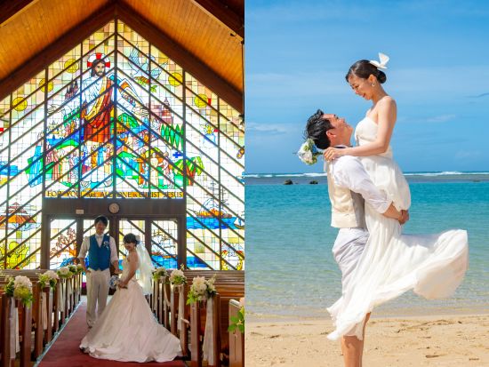 ハワイ　ビーチ＆チャペルフォト　アラモアナビーチ＋モアナルア教会（撮影・衣装・メイク）