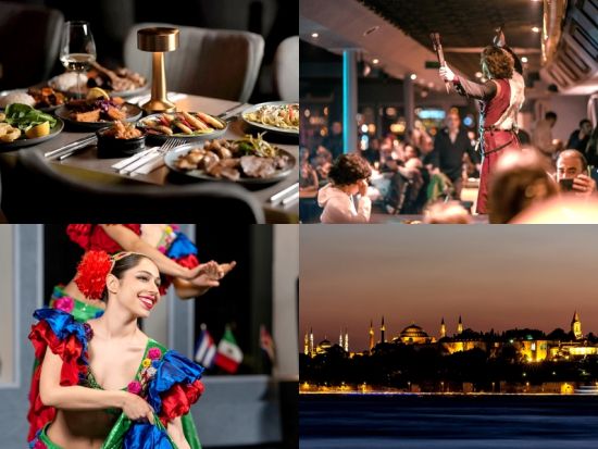 ボスポラス海峡ディナークルーズ　お食事＆エンターテイメントと共に楽しむ夜景クルーズ＜英語／選べる4プラン／送迎付＞*前日まで予約OK
