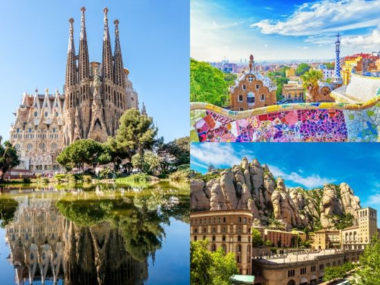 人気の3か所を巡るバルセロナ終日観光　サグラダ・ファミリア教会＋グエル公園＋モンセラット　炭火焼きランチ付＜貸切／日本語ガイド＞
