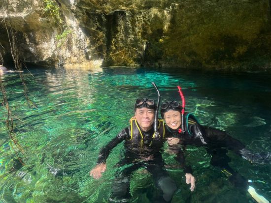 穴場のセノーテ ドスオホスシュノーケリング　グランセノーテ＋トゥルム遺跡＋プラヤ・デル・カルメン付きプランあり＜貸切／日本人インストラクター／昼食／カンクン発＞