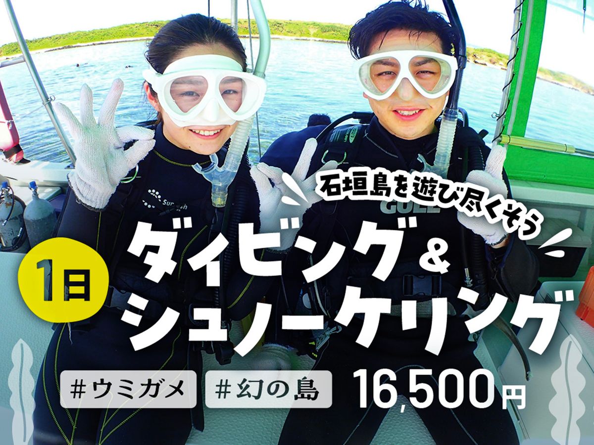 体験ダイビング＆シュノーケリング&幻の島上陸 石垣島の魅力を詰め込ん