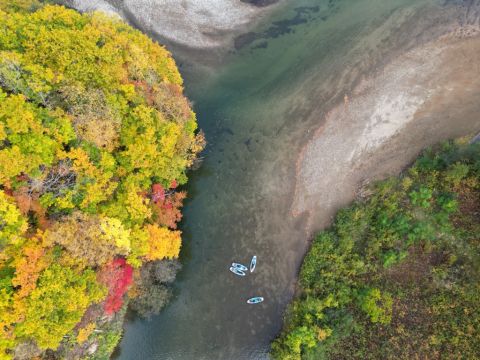 定山渓 豊平川渓谷SUPツアー 豊かな自然あふれる渓谷の間をゆるやかに進む！気持ちの良いリフレッシュ体験＜4～11月／3歳以上参加可／埜のてらす集合＞