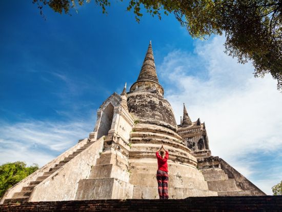 アユタヤ遺跡＋象との触れ合い半日観光ツアー　遺跡サンセット鑑賞も楽しめる！　名物川エビ夕食プラン・ナイトマーケット散策プランあり＜午後／日本語＞