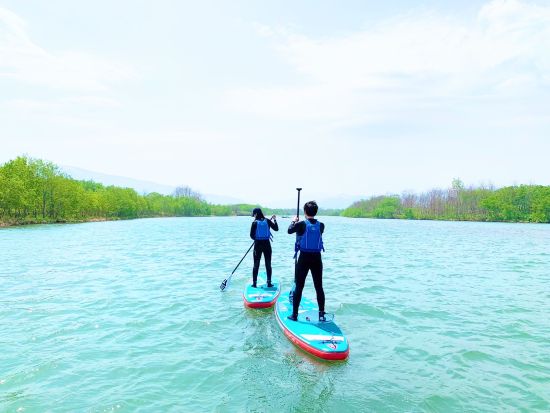 余市川 SUP体験 桜の時期は余市川桜づつみを川の上から楽しむ＜4～10月／余市川田川橋集合／余市駅から約6分＞by Local SUP Hokkaido
