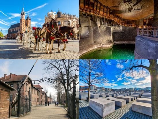 クラクフ＆ベルリン世界遺産2都市ツアー3泊4日　アウシュヴィッツ＆ヴィエリチカ込み　ベルリン観光付プランも＜日本語ガイド／クラクフ発ベルリン着＞