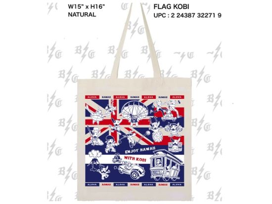 ハワイローカルデザイナーによる人気キャラ・トートバッグ　ゴルフ場送迎シャトルサービスご予約で割引！　デザインは全部で4種類