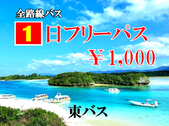【石垣島路線バス1日フリーパス】東バス全路線が1日乗り放題（24時間利用可能）＜バス乗車時チケット引き換え／乗車日のみ引き換え可＞by 東運輸