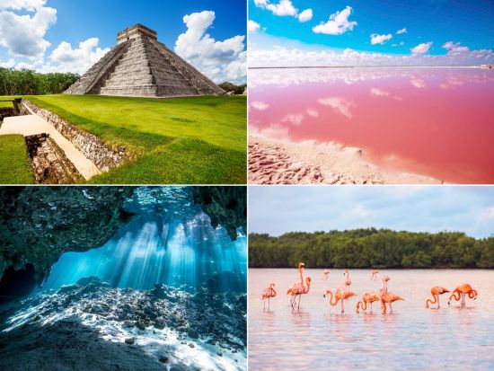 カンクンの人気観光地を1泊2日で完全網羅！グランセノーテ＋チチェン・イッツァ＋バジャドリード＋ピンクレイク＋リオ・ラガルトス＜日本語対応サポート／カンクン発着＞