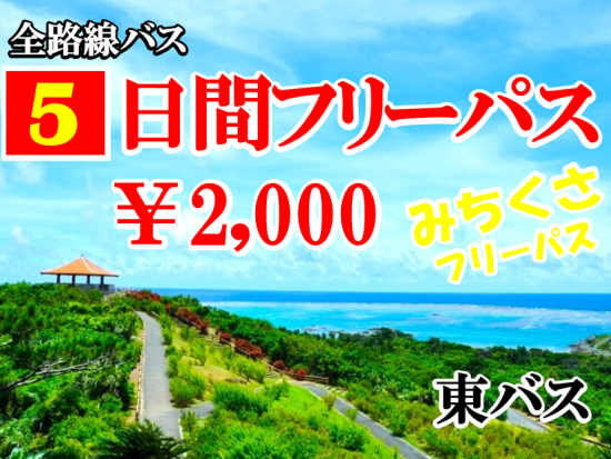 【石垣島路線バス5日間フリーパス】東バス全路線が5日間乗り放題の「みちくさフリーパス」＜バス乗車時チケット引き換え／乗車初日のみ引き換え可＞by 東運輸