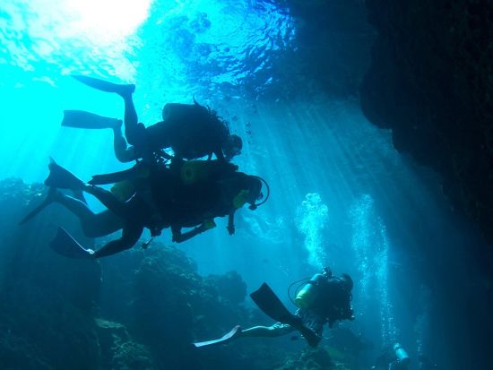 青の洞窟・クマノミパラダイス 体験ダイビング　安心・安全のガイド完全貸切制＜ボートエントリー／ガイド貸切／ショップ設備利用可／グリーンフィンズ認定店／恩納村発＞