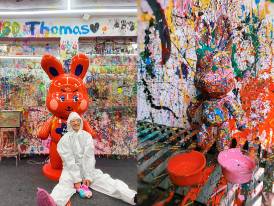 絵の具を飛ばしてストレス発散！アクションペインティング体験＜聖水店＞