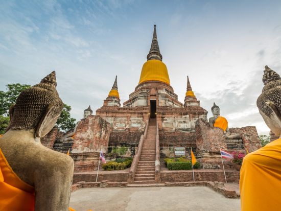 午後ゆったり出発！アユタヤ3大遺跡＋象乗りor象が遊びに来るカフェ半日観光ツアー　タイ料理の夕食付プランあり＜当日予約OK／日本語ガイド＞