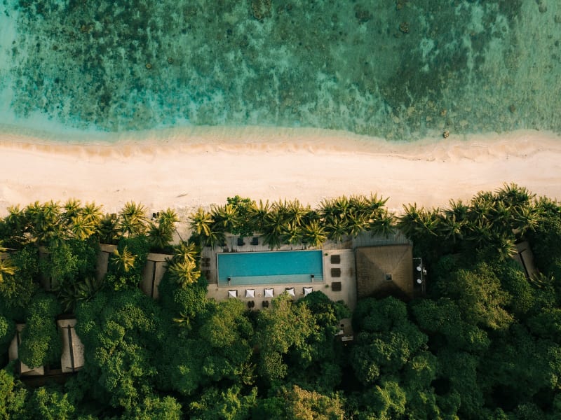 El Nido Resorts Pangulasian Island - Aerial View of the Swimming Pool and Beach