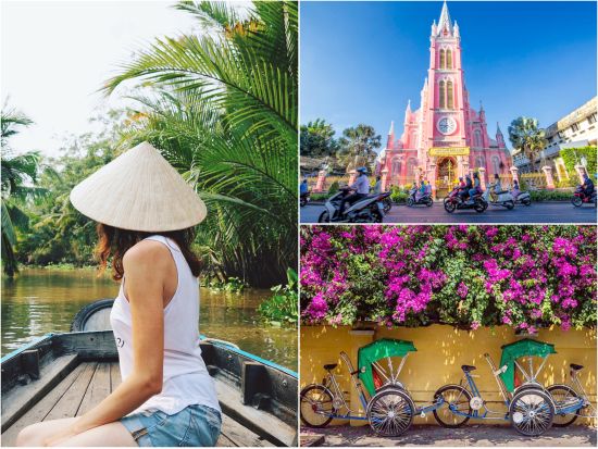 メコン川クルーズ＋シクロで巡るフォトジェニック観光ツアー　ピンクの教会＋サイゴン中央郵便局　アオザイレンタル可＜日本語／ニャーハンゴンの夕食付プラン有＞