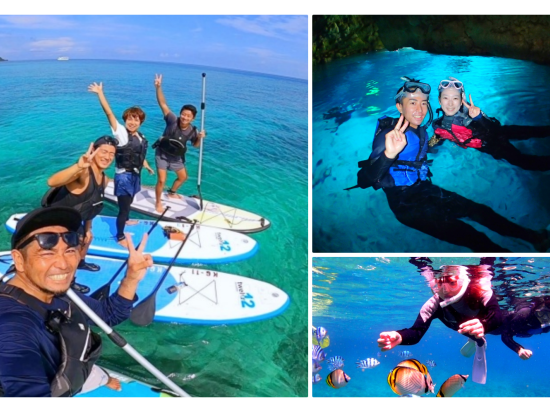 青の洞窟シュノーケル＆SUPクルージング 1組貸切！大人気スポットを効率よく楽しもう 嬉しい温水シャワーあり＜約3時間／恩納村＞by アンダゴ