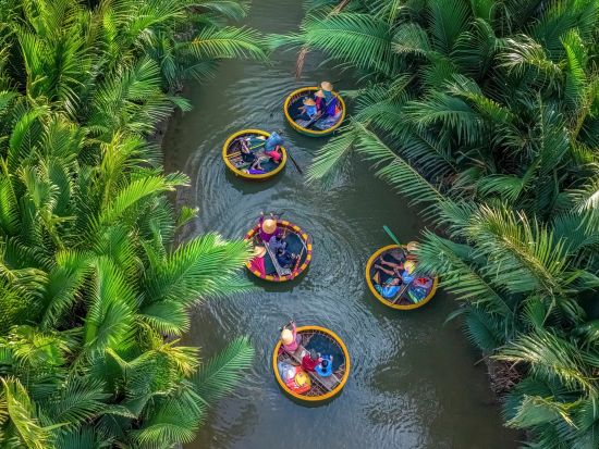 世界遺産ホイアン観光ツアー バンブーバスケットボート体験＋パノラマカフェ＋ホイアン名物料理の昼食＜午前／日本語ガイド／混載または貸切／ダナン・ホイアン・フエ発＞