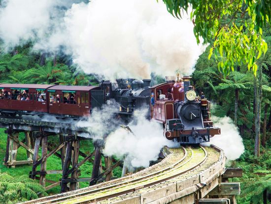 puffing billy with steam