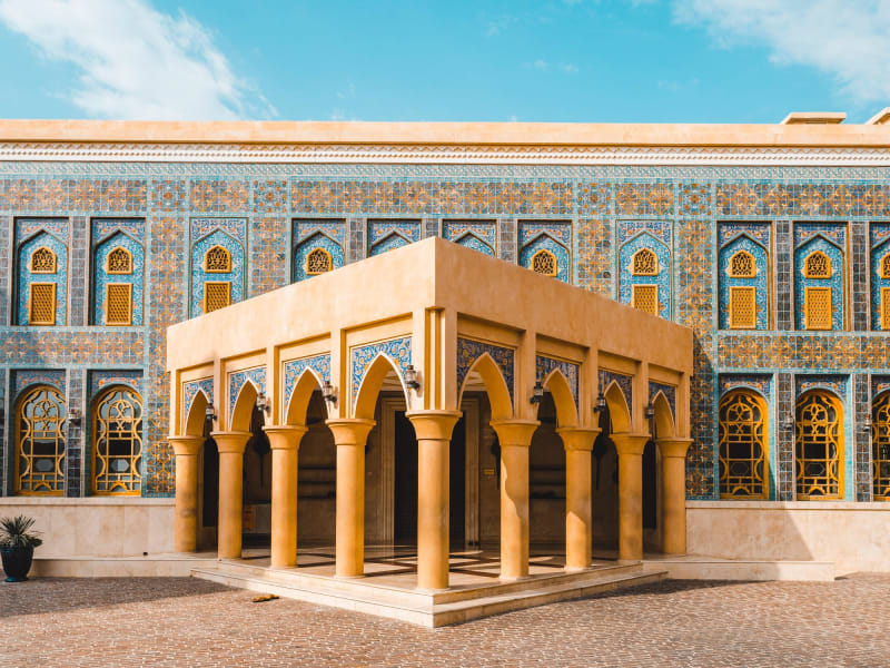 symmetrical-image-katara-mosque-doha-qatar-shutterstock-1664810548