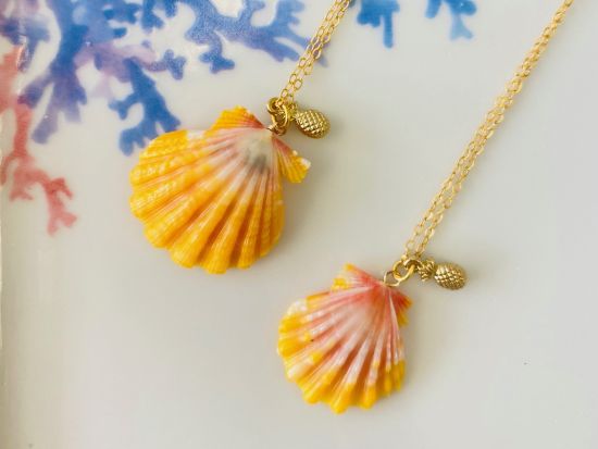 【手作り体験教室】サンライズシェル・ネックレス　オリジナルハワイアン雑貨 ＜日本語スタッフ＞