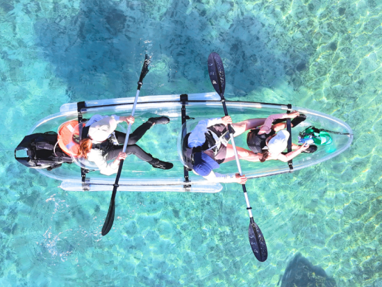 【貸切】クリアカヤック 安定感◎で初心者・家族に人気＜90分／ドローン撮影付／宮古島＞