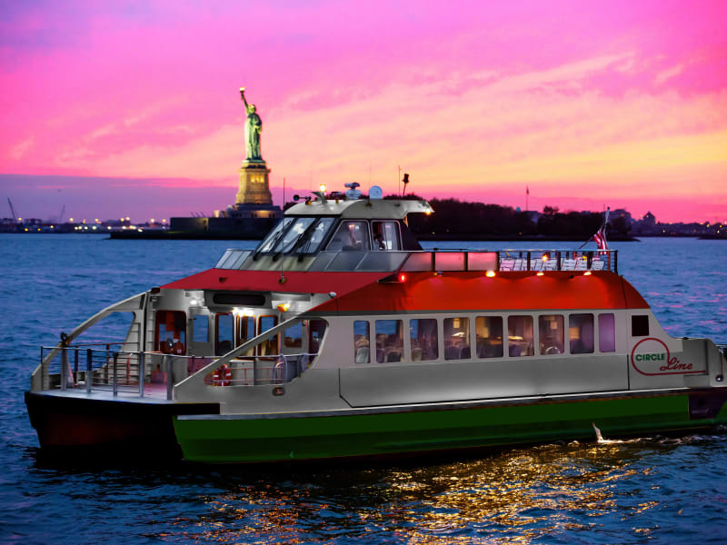 Circle Line Statue at Sunset Boat Close Up