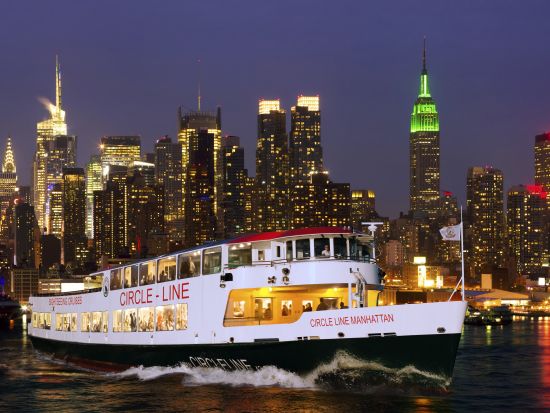 ニューヨーク遊覧サンセット＆ナイトクルーズ　ロウアーマンハッタンをゆったり観賞　ミッドタウンウェスト ピア83集合・解散 ＜2時間＞*当日予約OK