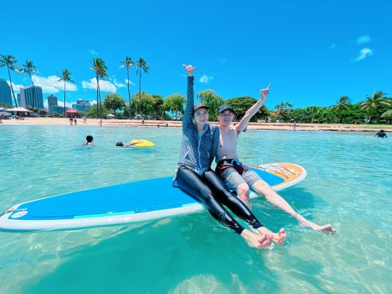 SUPヨガ　海に浮かびながらの新感覚リラクゼーション ＜日本語インストラクター／アラモアナ・ビーチパーク＞by カパリリハワイ