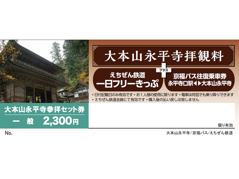 大本山永平寺参拝セット券
