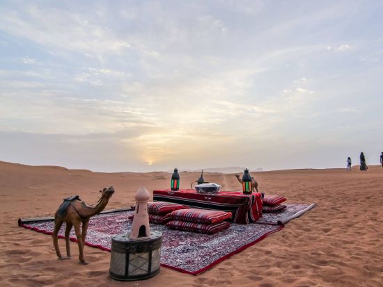 【混載】おすすめ！デザートサファリ　砂丘ドライブ＋アラビアンBBQディナー＋ファイヤーショー＜午後発／往復送迎付／BBQディナー付／ドバイ発＞