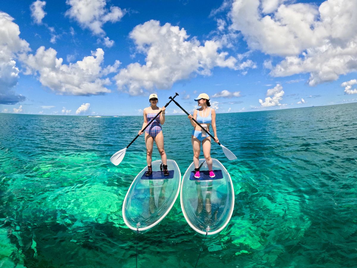 クリアSUP 透明のボードでサンゴ礁やお魚が見える♪初めてでも安心の少