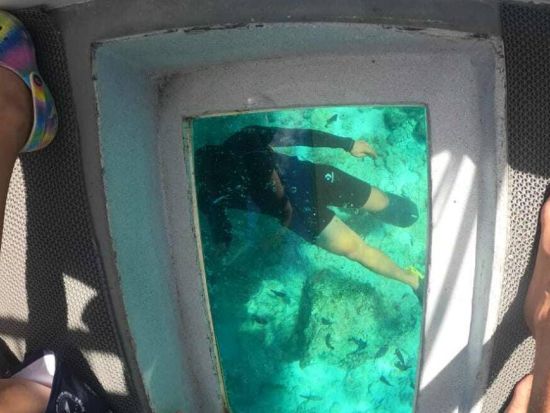 お子様歓迎！セブ島の美しい海を船底から観察 グラスボトムボートツアー＜マクタン島内ホテル送迎付／日本語スタッフ常勤＞*シャングリラホテル内ダイブショップ催行