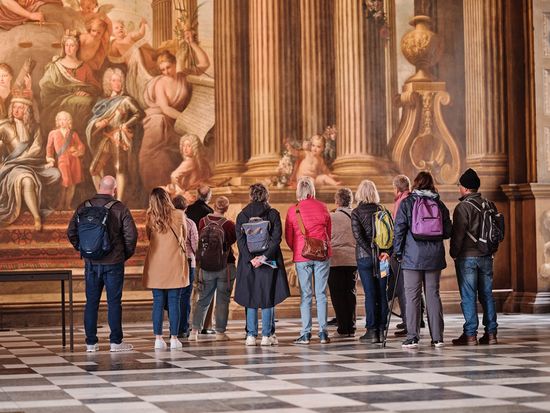 Guided tour group in Painted Hall