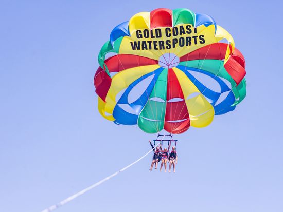 Triple Parasail family in air