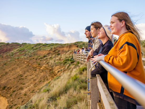 Guests overlooking the sunset