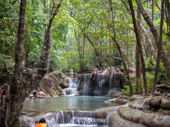 カンチャナブリー日帰りツアー　エレファントワールドで象とふれあい＆エラワン滝観光 ＜英語ドライバー／バンコク発着＞