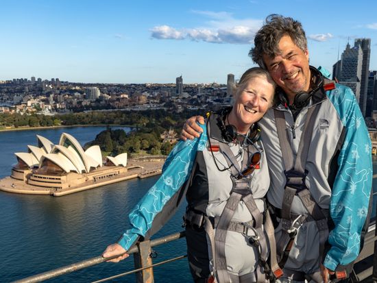 Friends_Couple_Older_Summit_Climb_Landscape_2024_BridgeClimbSydney
