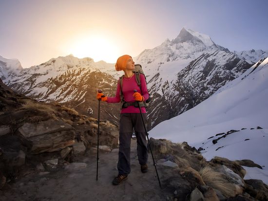 Trekker on the way to Annapurna base camp, Nepal (3)