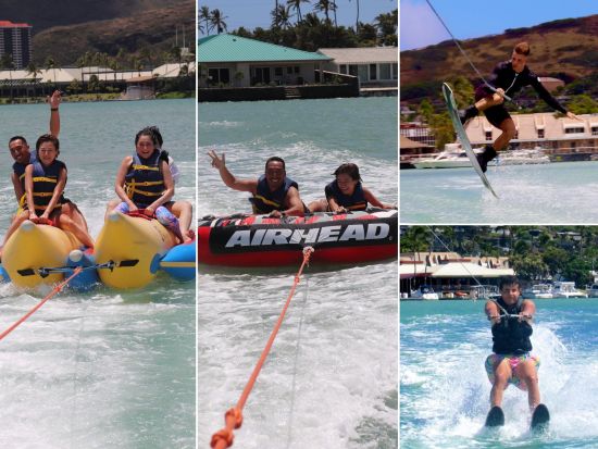 マリンスポーツパッケージ　3種類　バナナボート＋バンパーチューブ＋選べるアクティビティ（水上スキーまたはウェイクボード）＜ハワイカイ＞